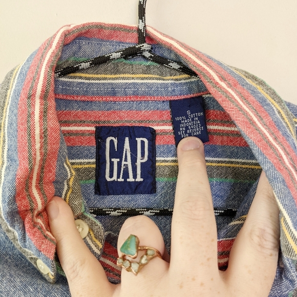 90s Vintage Gap Striped Button-Up Shirt - Picture 6 of 7